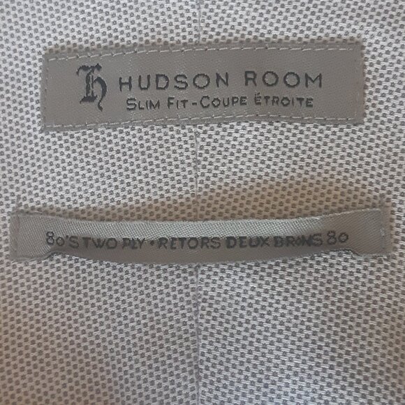 Hudson Room SZ 17.5 Slim Fit 100% Egyptian Cotton 80s 2 Ply Grey Men's Shirt - Picture 5 of 13